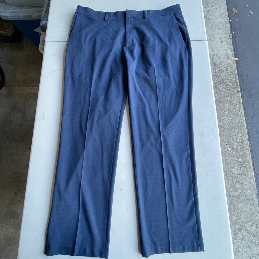 Haggar H26 Premium Stretch Tailored Fit Trousers Navy 38x29 (Tag 30) Old Money